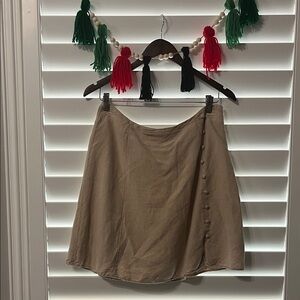 LOFT A-Line Skirt with Button Accents in Tan